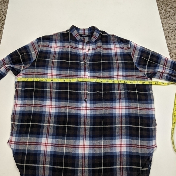 Madewell Plaid Mock Neck Half Button Tunic Top - Picture 6 of 8